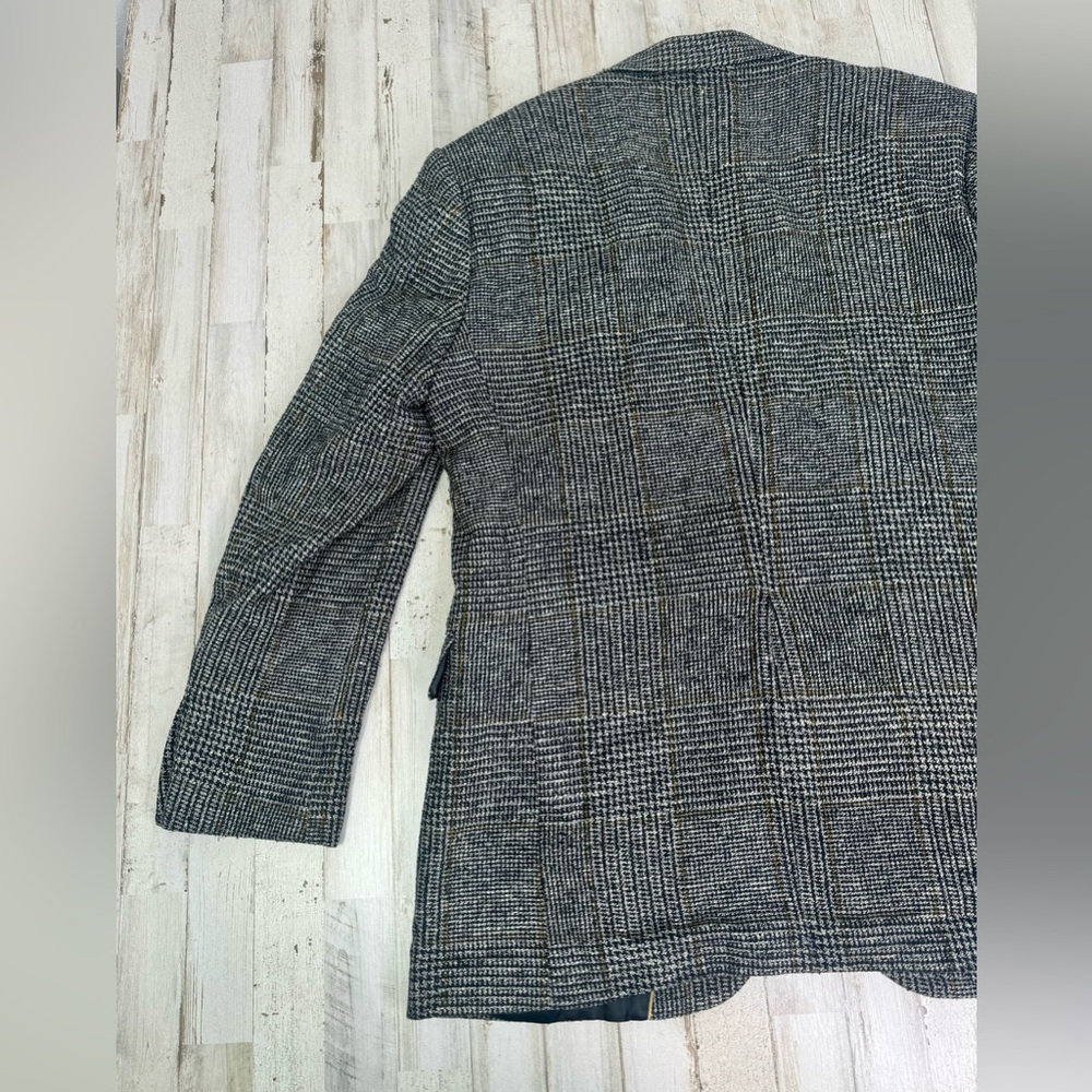 Haggar Mens Sport Coat Two Button Gray Nailshead Glen Checked Silk 44L - Picture 8 of 13